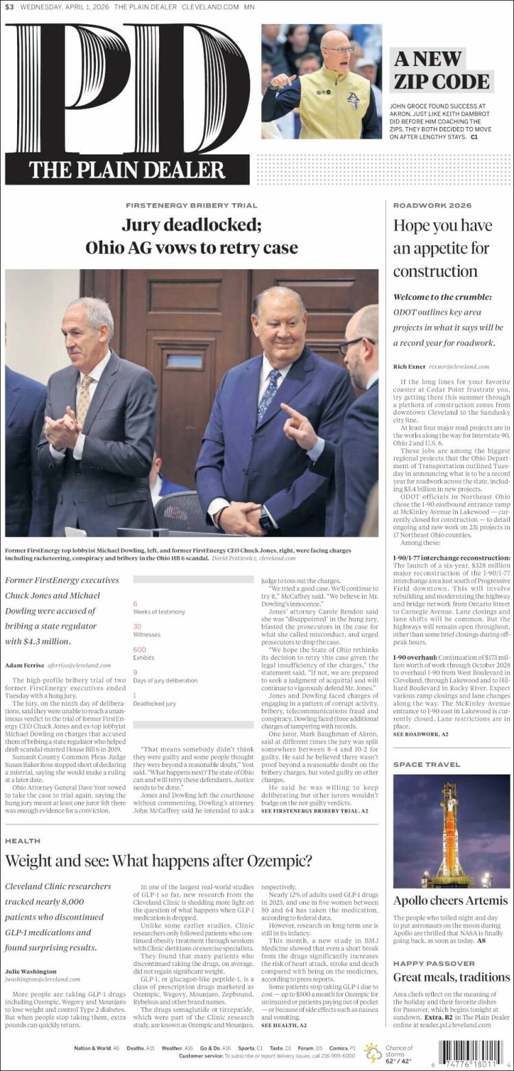 Portada de The Plain Dealer (USA)