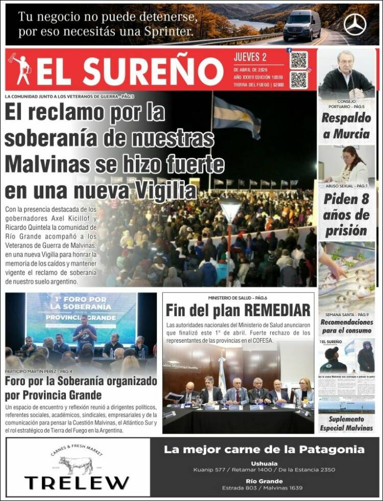 Portada de Diario El Sureño (Argentina)