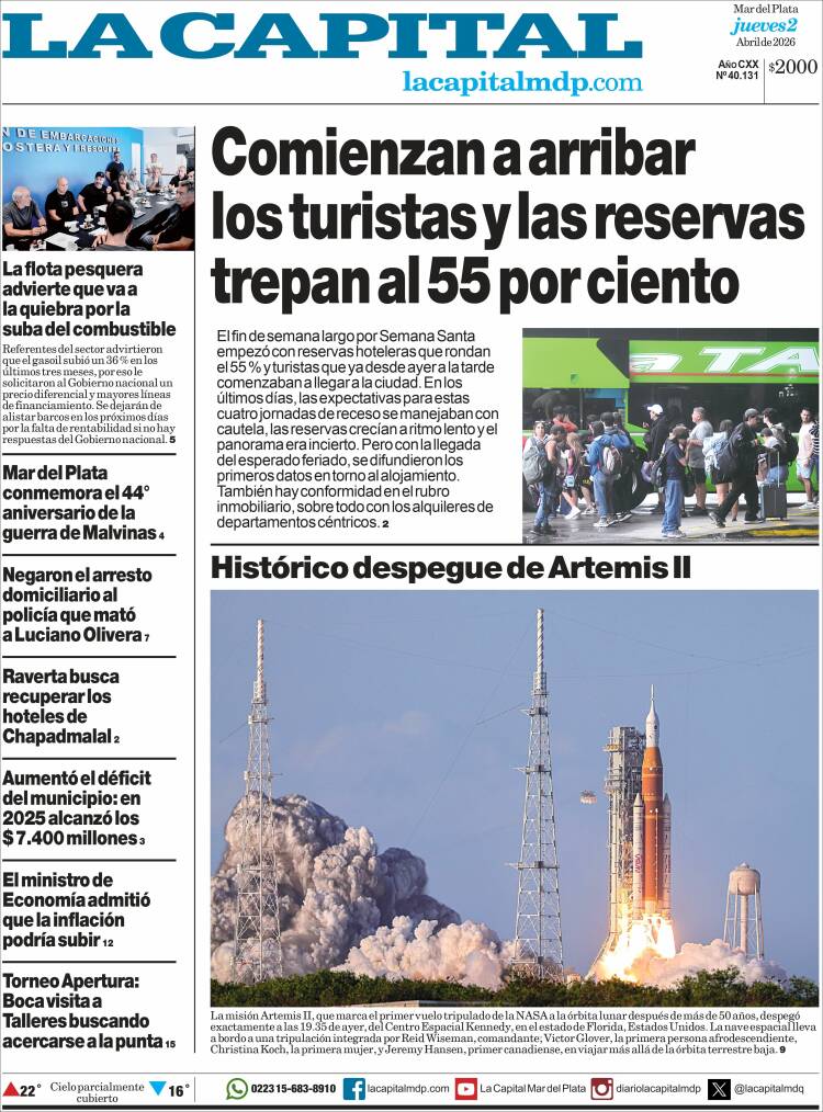 Portada de Diario La Capital - Mar del Plata (Argentina)