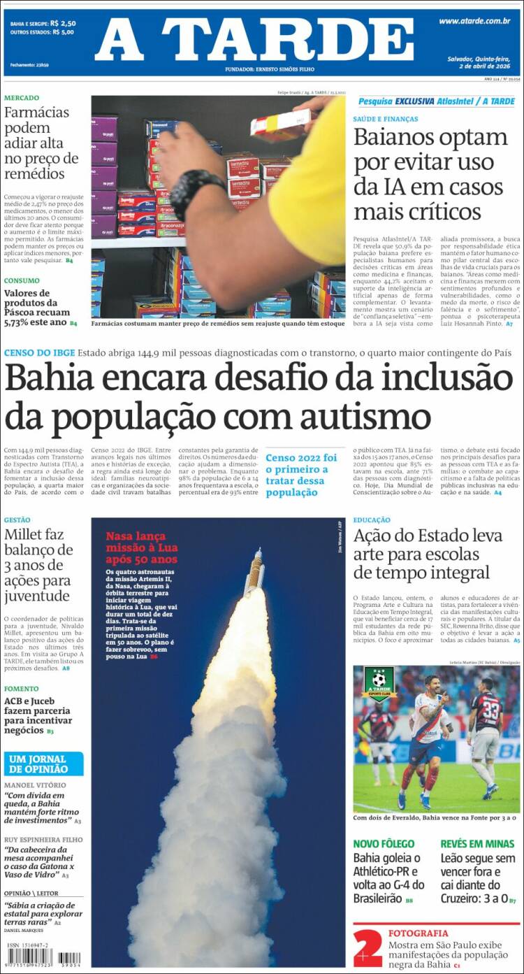 Portada de Diário A Tarde (Brasil)