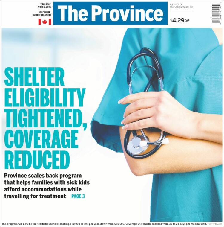 Portada de The Province (Canad&aacute;)