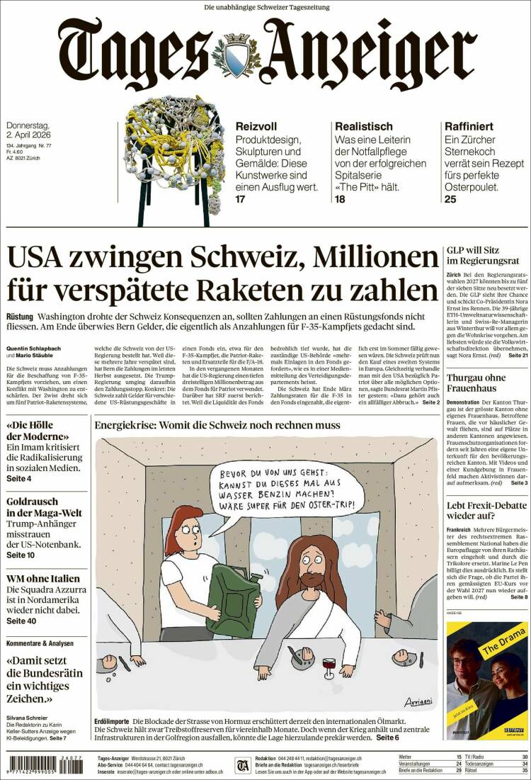 Portada de Tages-Anzeiger (Switzerland)