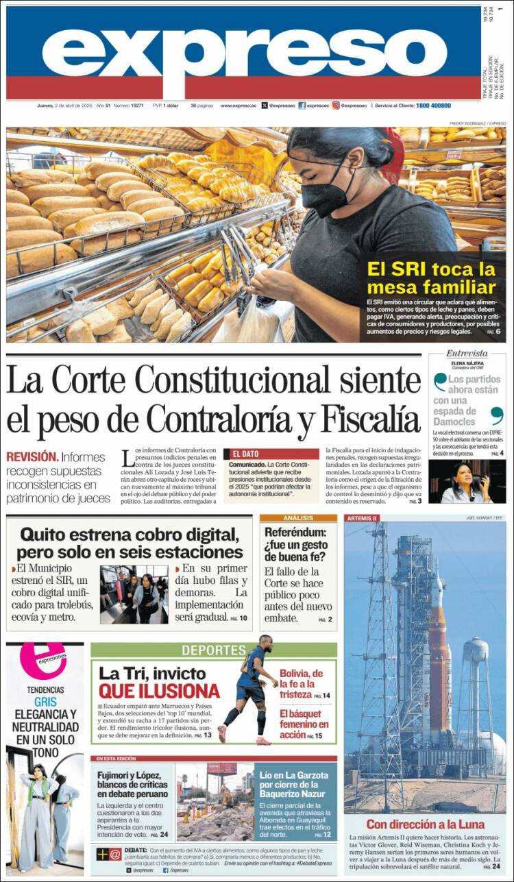 Portada de Expreso (Ecuador)