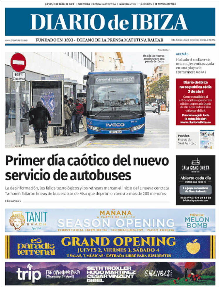 Portada de Diario de Ibiza (Espa&ntilde;a)