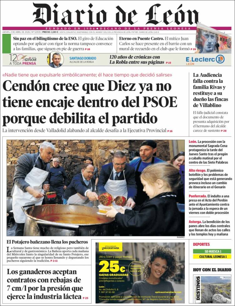 Portada de Diario de León (Espa&ntilde;a)