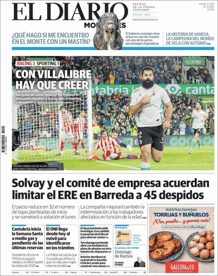 Portada de El Diario Montañés (Espa&ntilde;a)