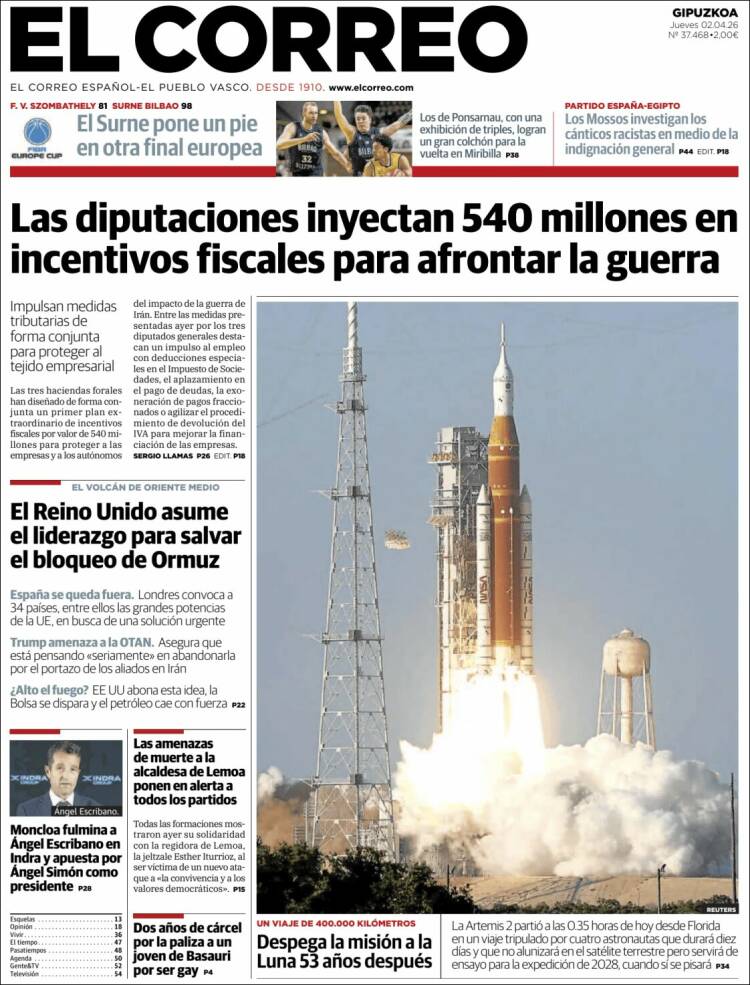 Portada de El Correo - Guipuzcoa (Espa&ntilde;a)