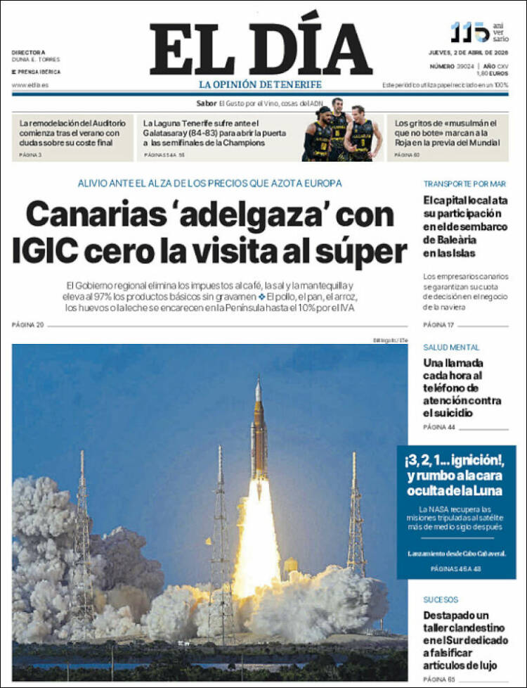 Portada de El Día (Espa&ntilde;a)