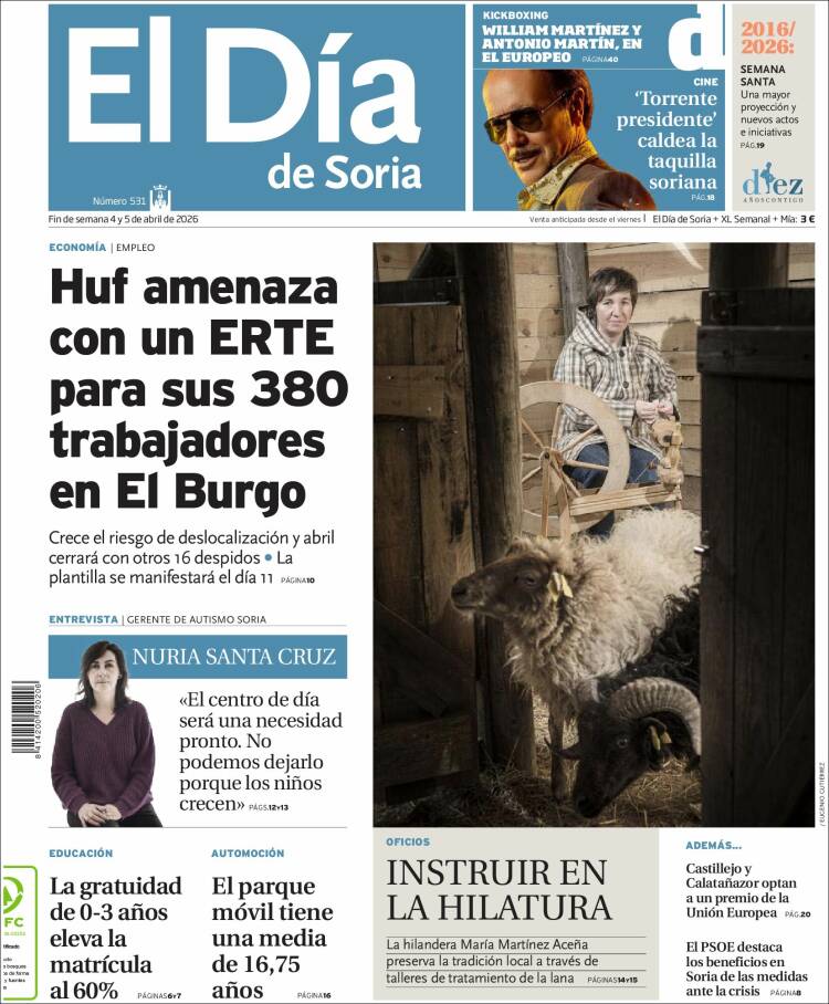 Portada de El Día de Soria (Espa&ntilde;a)