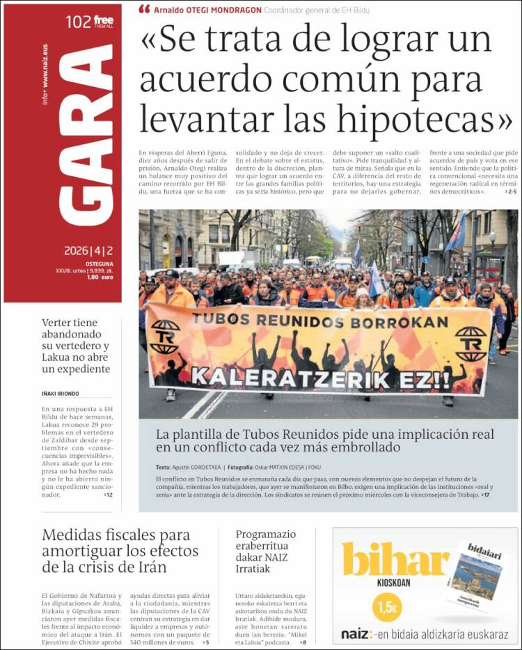 Portada de Gara (Espa&ntilde;a)