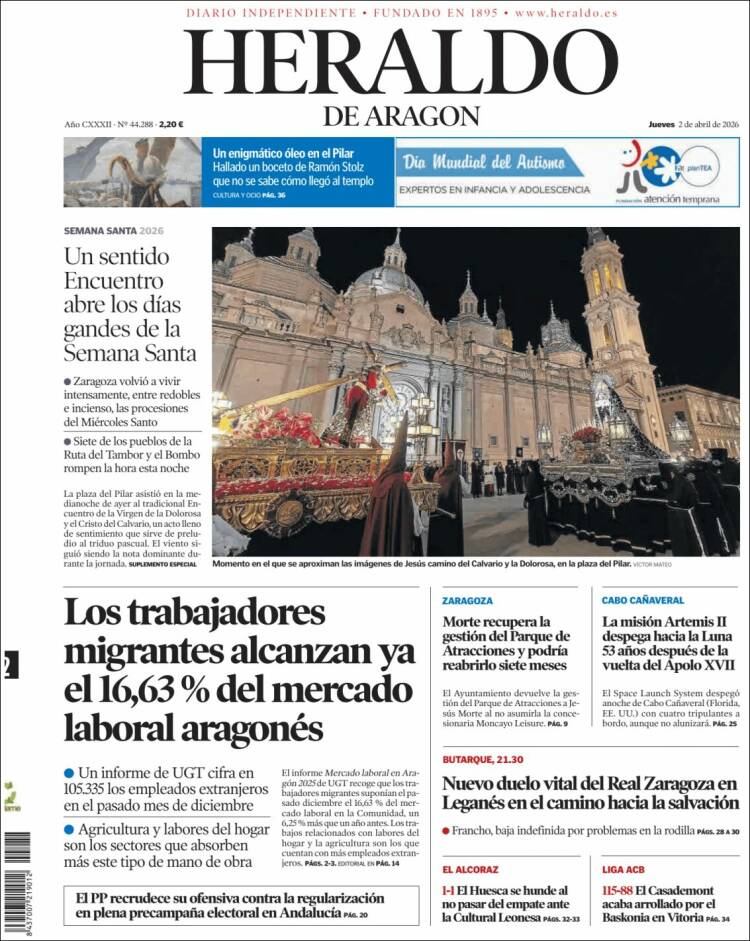 Portada de Heraldo de Aragón (Espa&ntilde;a)