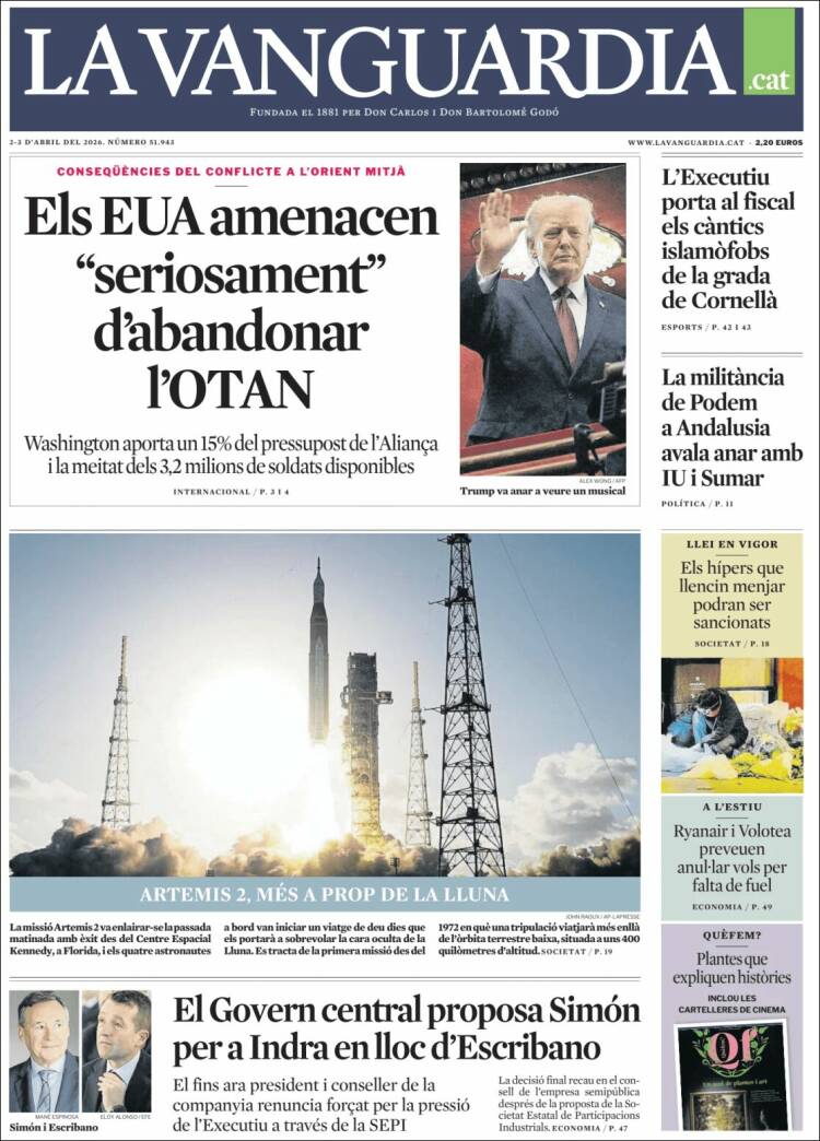 Portada de La Vanguardia (Espa&ntilde;a)