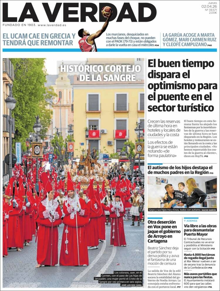Portada de La Verdad de Murcia (Espa&ntilde;a)