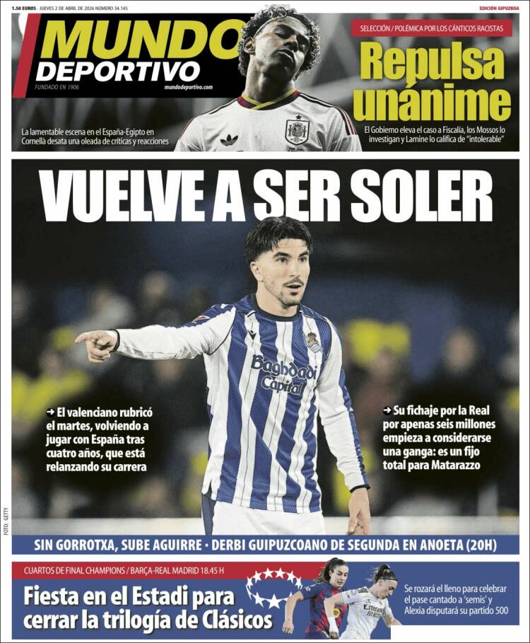 Portada de Mundo Deportivo Gipuzkoa (Espa&ntilde;a)