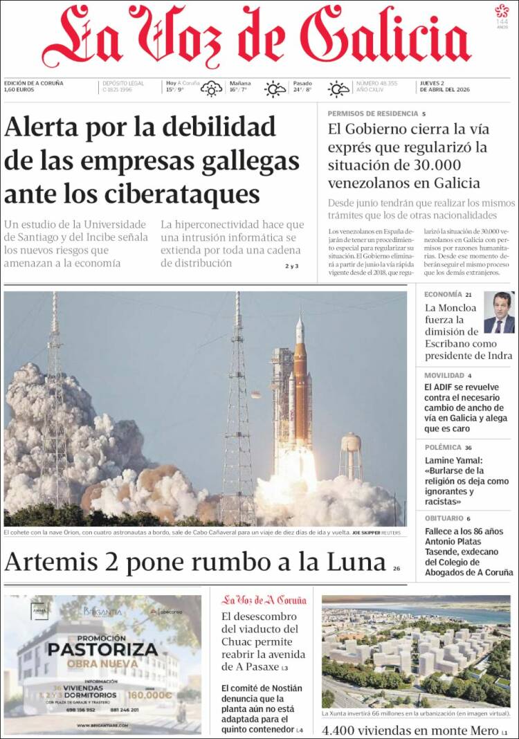 Portada de La Voz de Galicia (Espa&ntilde;a)