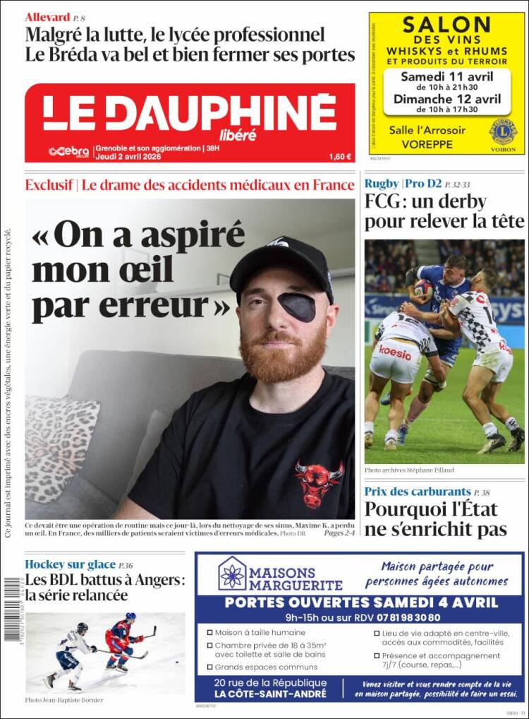 Portada de Le Dauphiné Libéré (Francia)