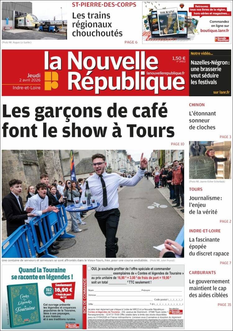 Portada de La Nouvelle Republique (Francia)