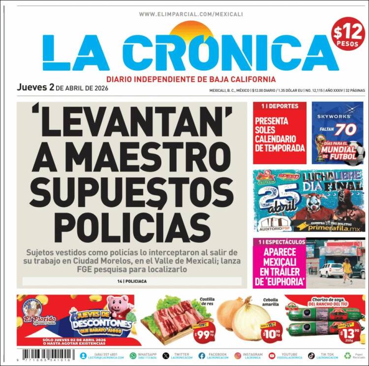 Portada de La Crónica de Baja California (M&eacute;xico)