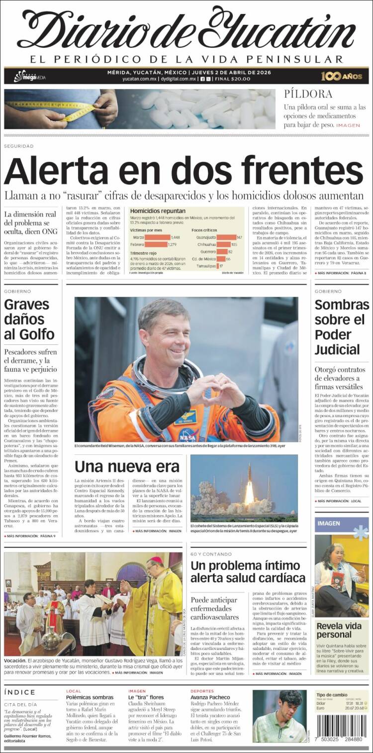 Portada de Diario de Yucatán (M&eacute;xico)