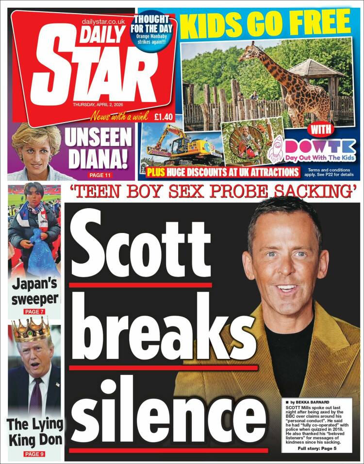 Portada de Daily Star (Reino Unido)