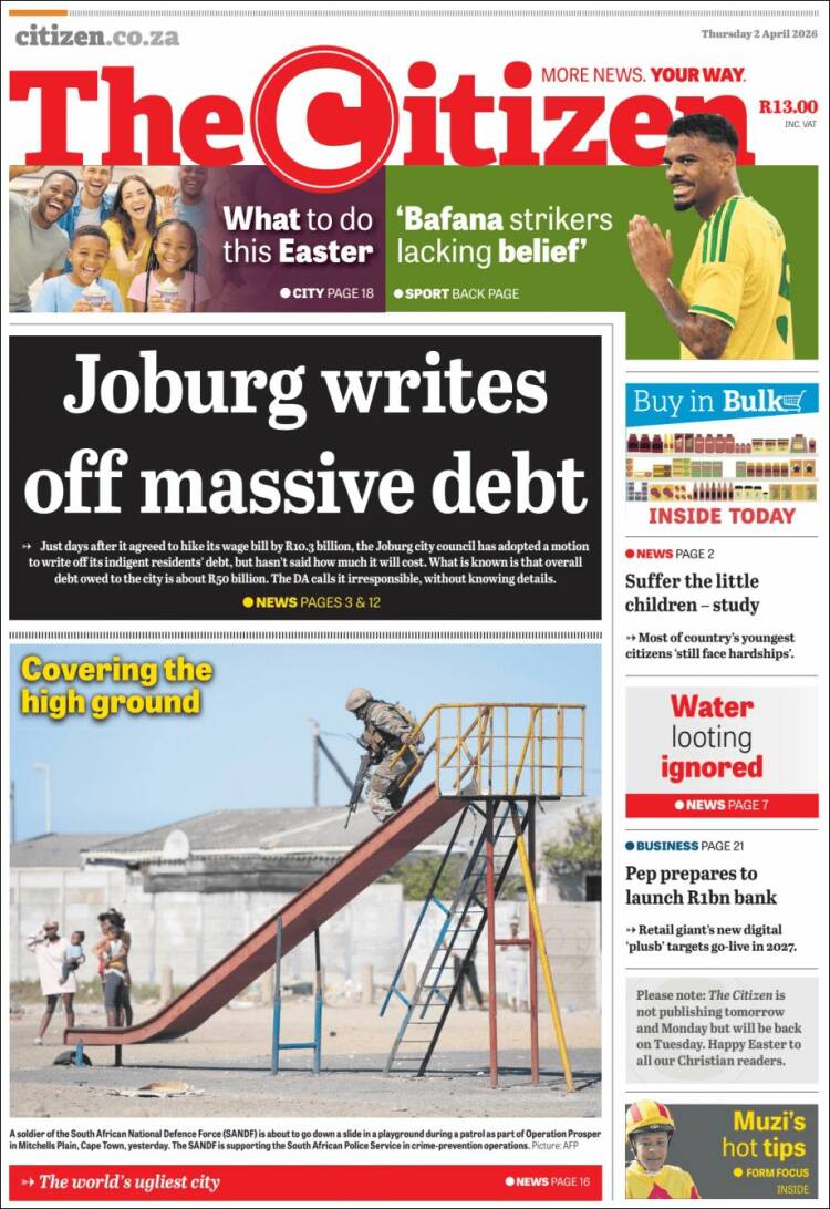 Portada de The Citizen (Sud&aacute;frica)