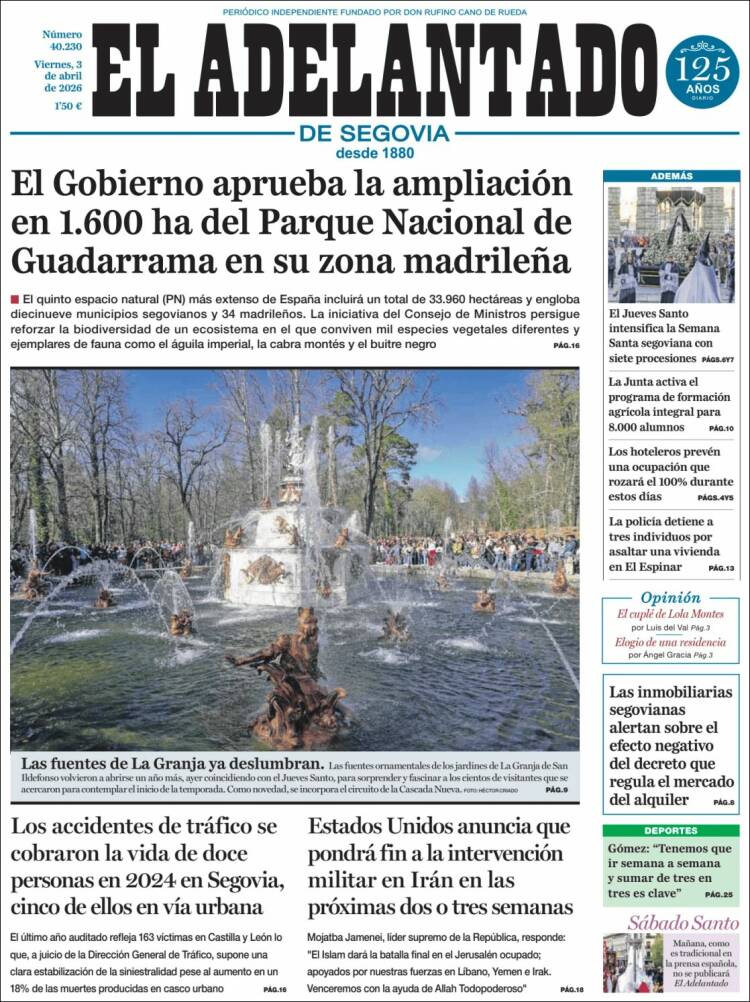 Portada de El Adelantado de Segovia (Espa&ntilde;a)