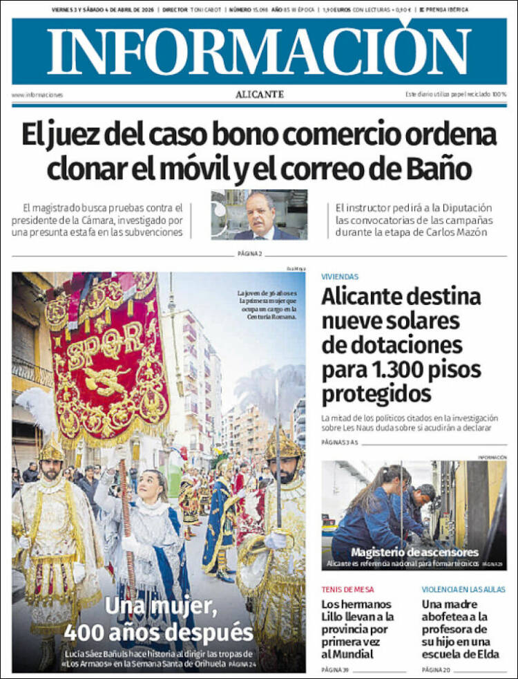 Portada de Diario Información (Espa&ntilde;a)