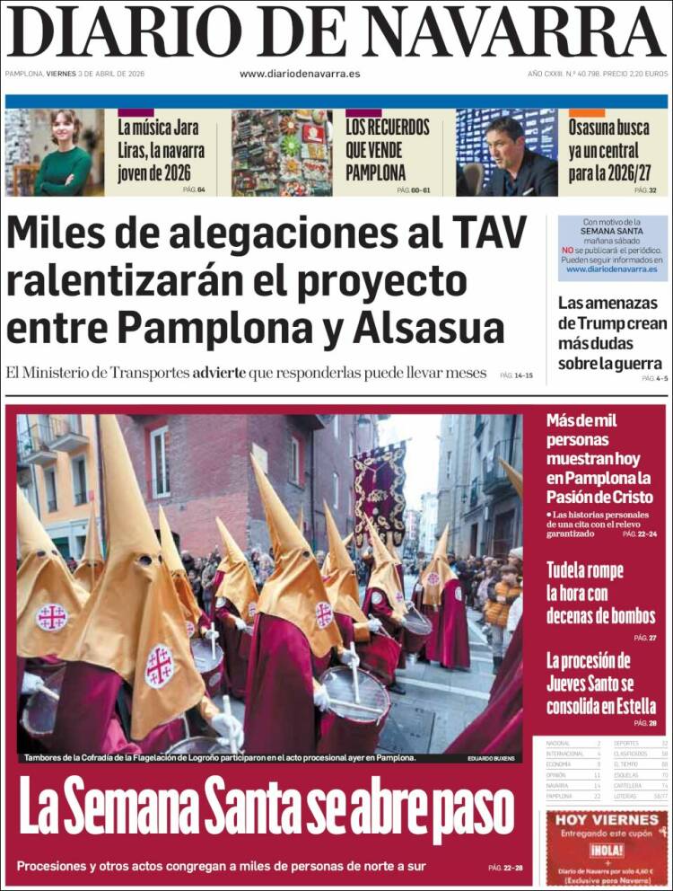 Portada de Diario de Navarra (Espa&ntilde;a)