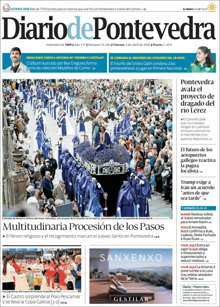 Portada de Diario de Pontevedra (Espa&ntilde;a)