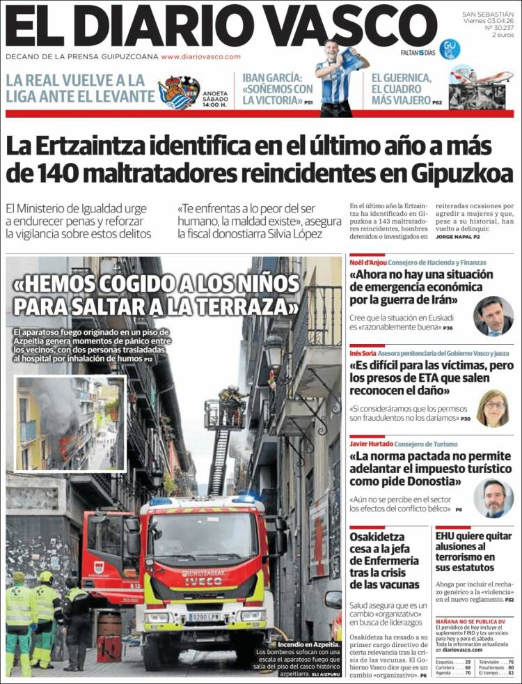 Portada de Diario Vasco (Espa&ntilde;a)
