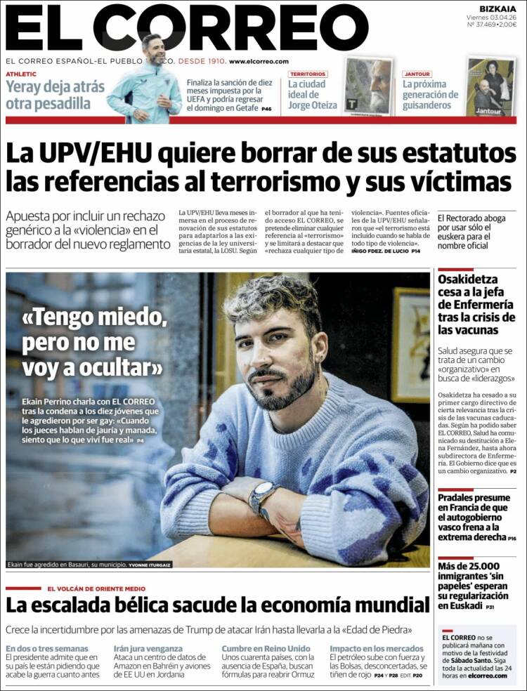 Portada de El Correo (Espa&ntilde;a)