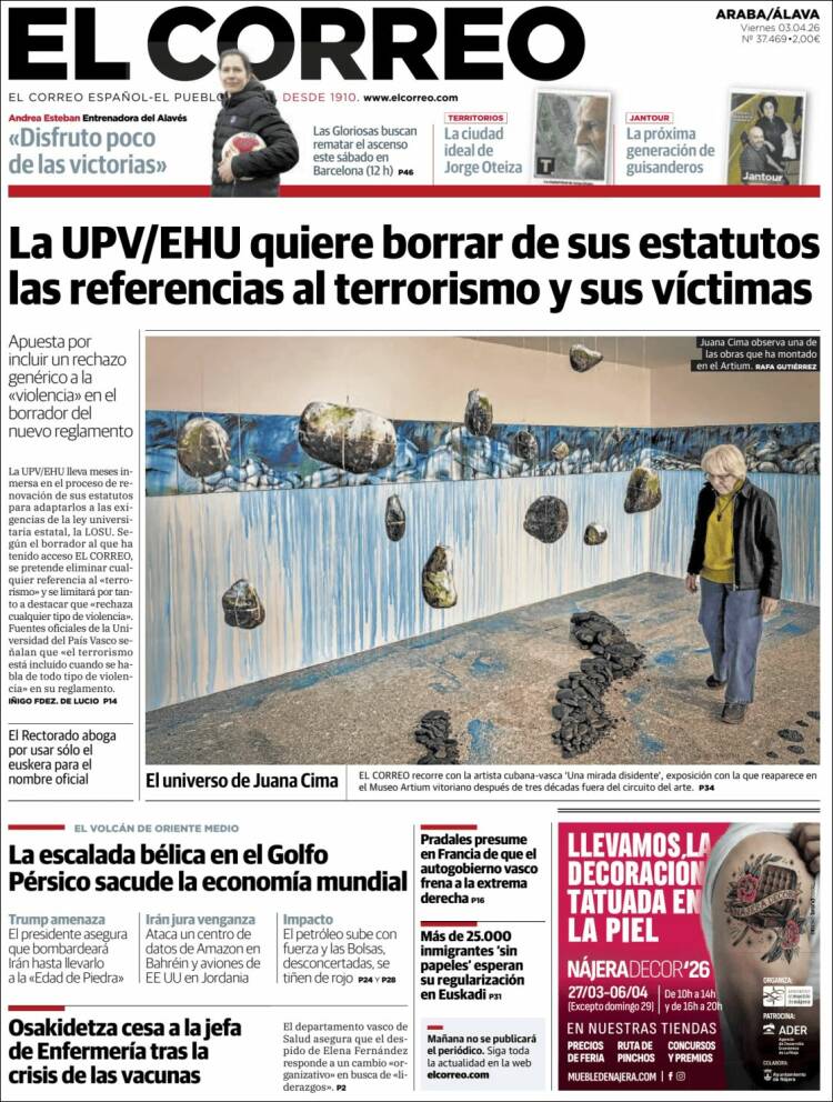 Portada de El Correo - Álava (Spain)