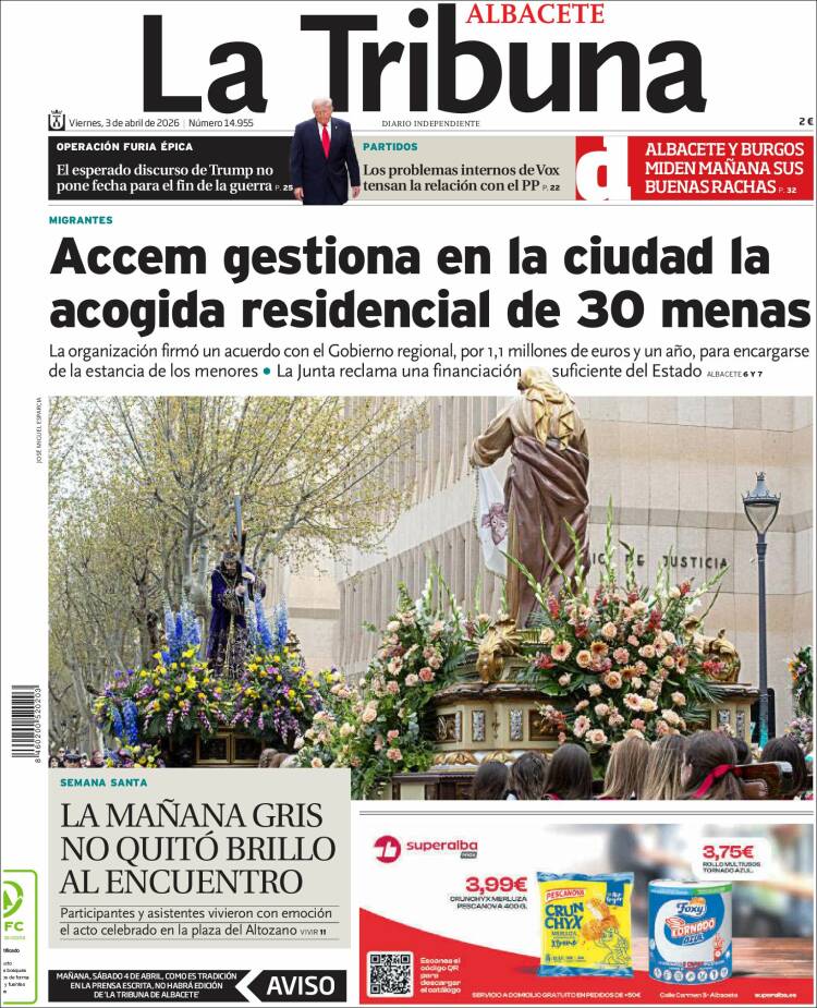 Portada de La Tribuna de Albacete (Espa&ntilde;a)