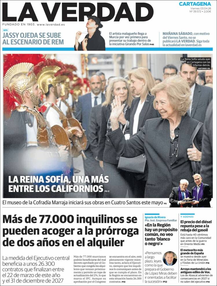 Portada de La Verdad de Cartagena (Espa&ntilde;a)