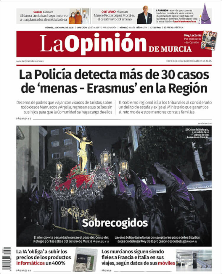 Portada de La Opinión de Murcia (Espa&ntilde;a)