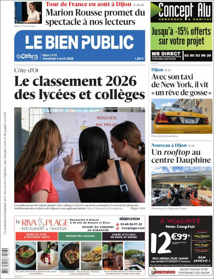 Portada de Le Bien Public (Francia)