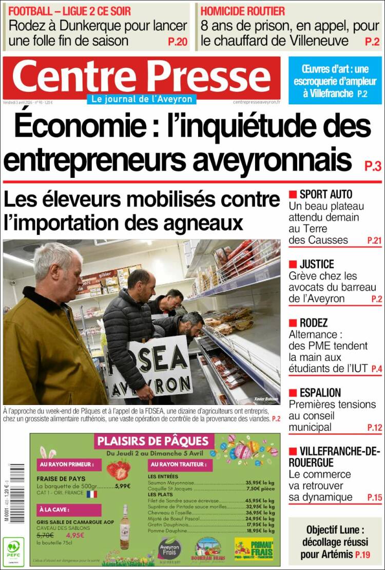 Portada de Centre Presse (France)