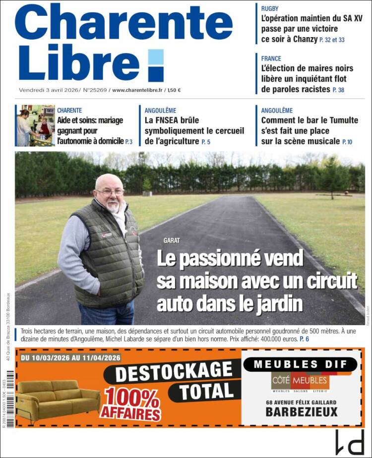 Portada de Charente Libre (Francia)