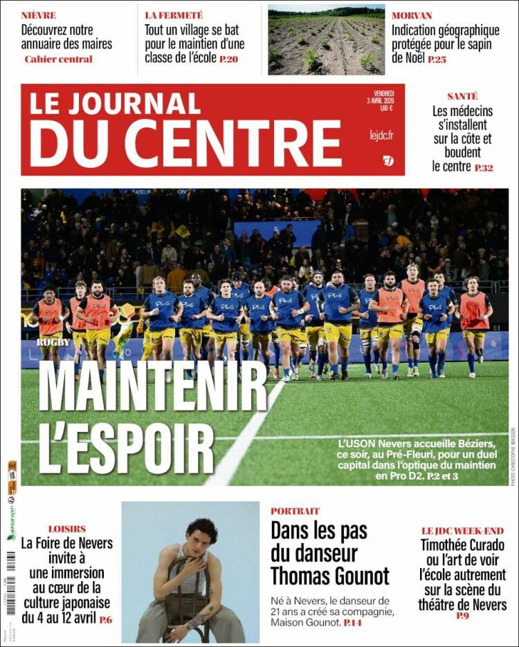 Portada de Le Journal du Centre (Francia)
