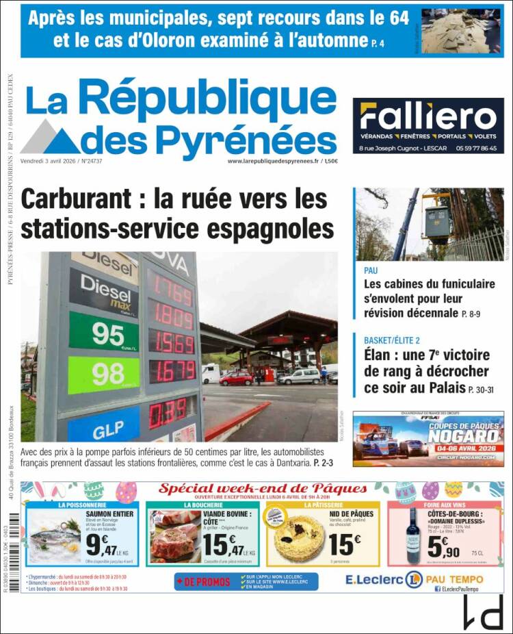 Portada de La République des Pyrénées (Francia)