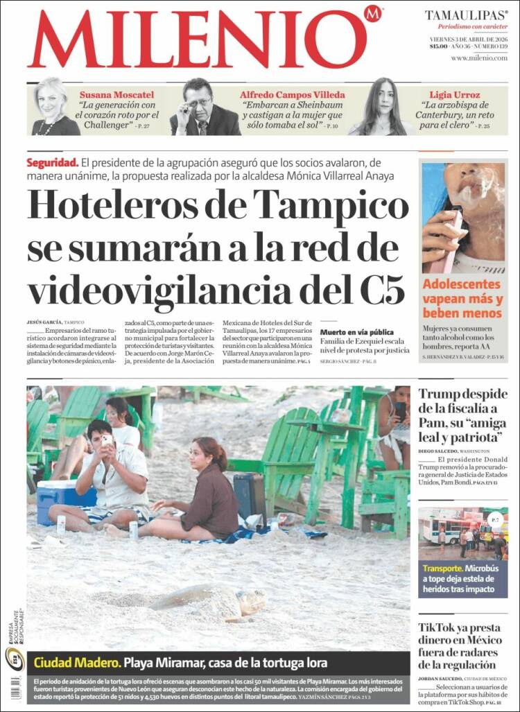 Portada de Milenio - Tamaulipas (M&eacute;xico)