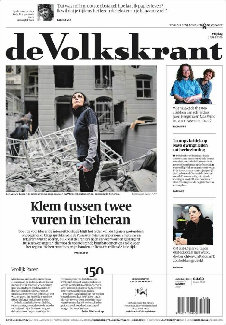 Portada de De Volkskrant (Pa&iacute;ses Bajos)