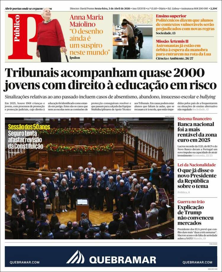 Portada de Público (Portugal)