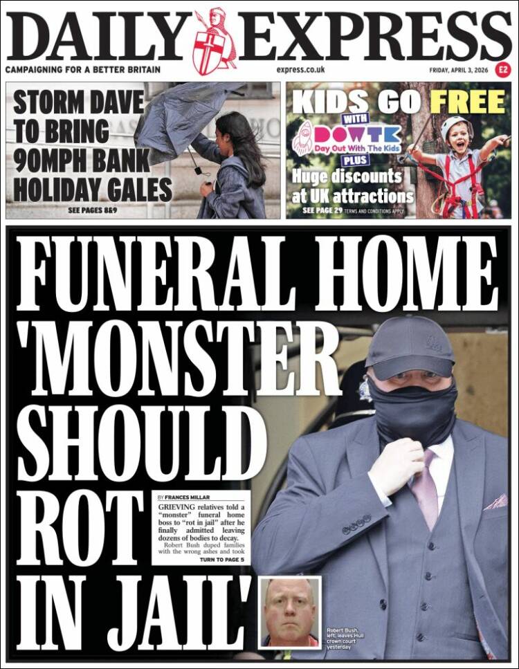 Portada de Daily Express (Reino Unido)