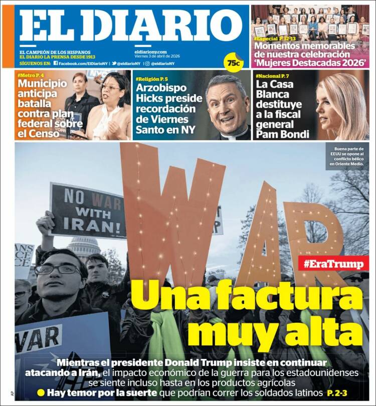 Portada de El Diario NY (USA)