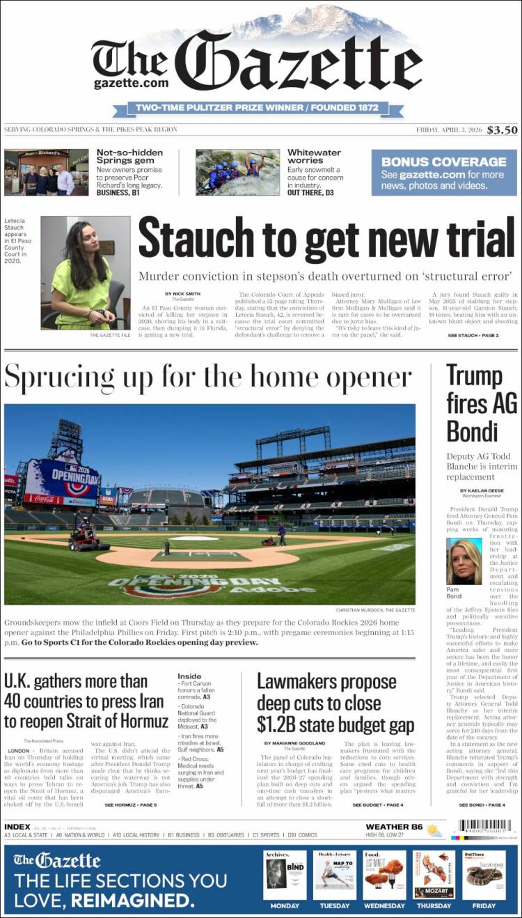 Portada de The Gazette (USA)