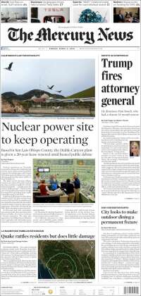 Portada de San Jose Mercury News (USA)