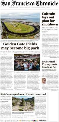 Portada de San Francisco Chronicle (USA)