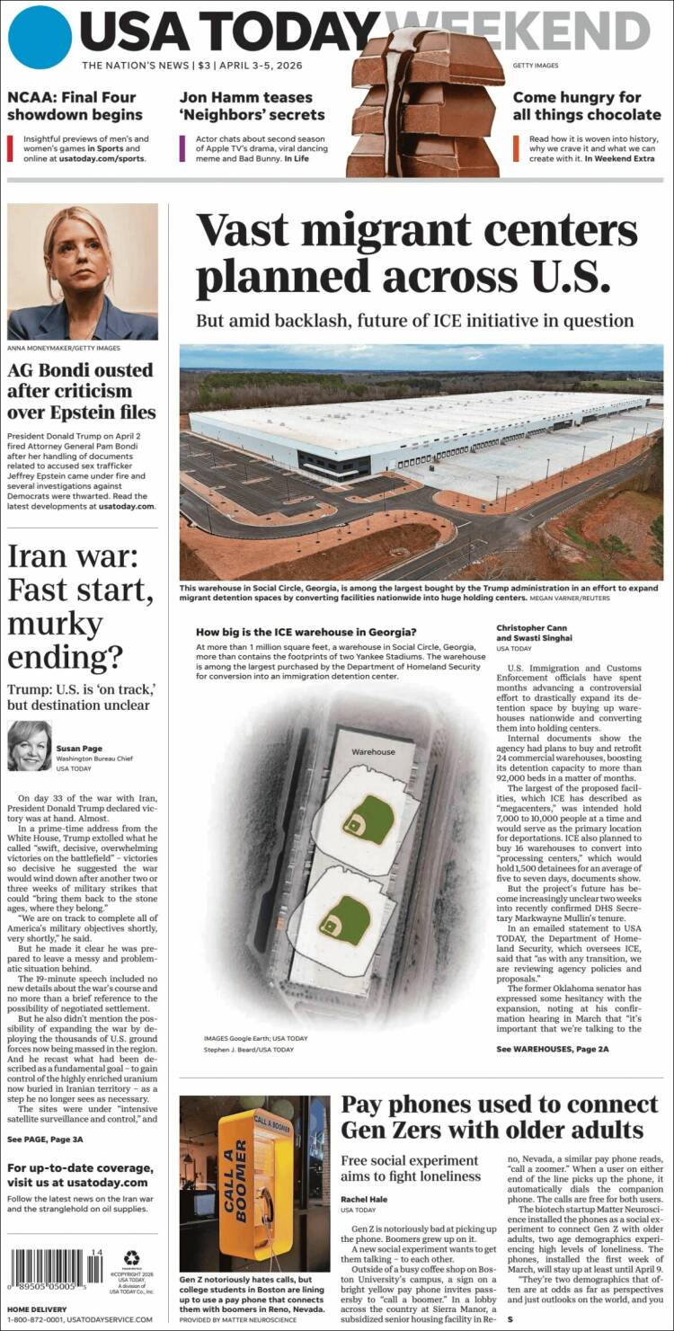 Portada de USA Today (USA)