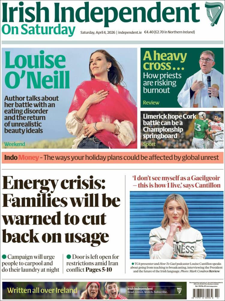 Portada de Irish Independent (Irlanda)